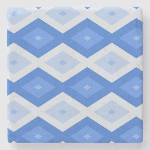 Shades of blue diamond pattern stone coaster