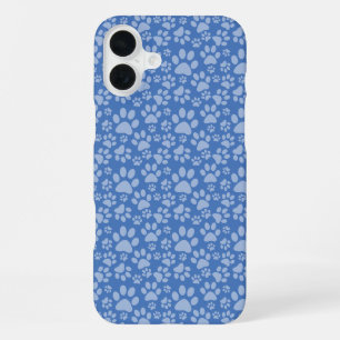 SHADES OF BLUE DOG PAW PRINTS iPhone 16 PLUS CASE
