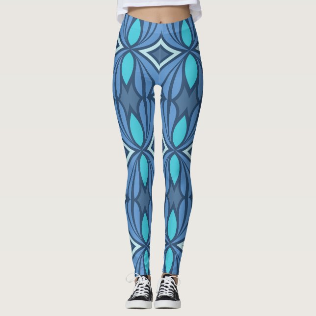 Shades of Blue Fitness Leggings (Front)