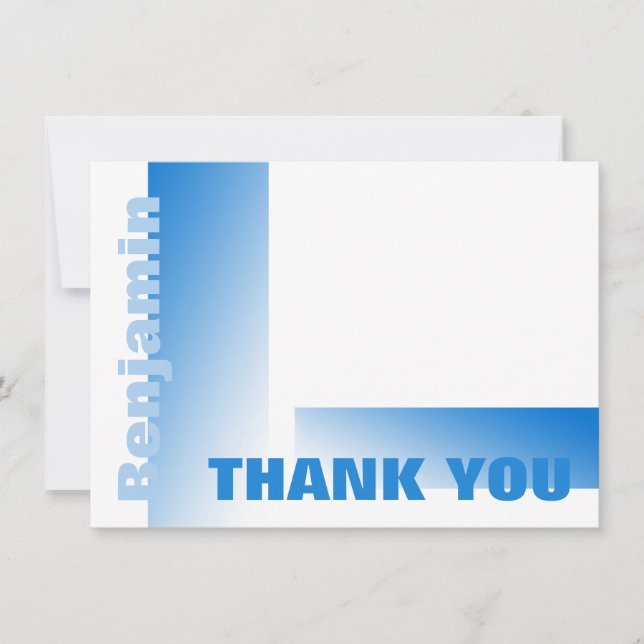 Shades of Blue Flat Card Thank You Note (Front)