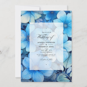 Shades of Blue Floral Wedding Invitation