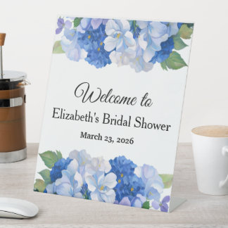 Shades of Blue Florals Pedestal Sign