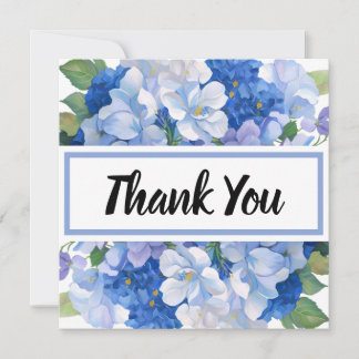 Shades of Blue Florals Thank You Card