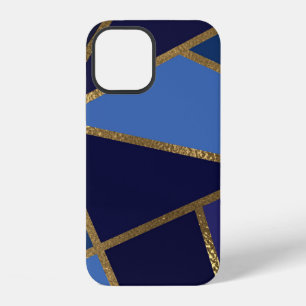 Shades of Blue & Gold Bronze Geometric Chic iPhone 12 Case