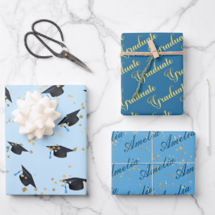 Shades of Blue - Graduate Patterns  Wrapping Paper Sheet