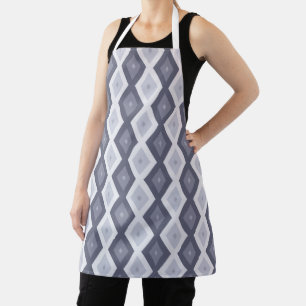 Shades of blue gray diamond pattern apron