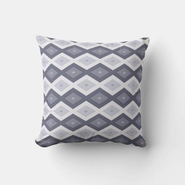Shades of blue gray diamond pattern cushion (Front)