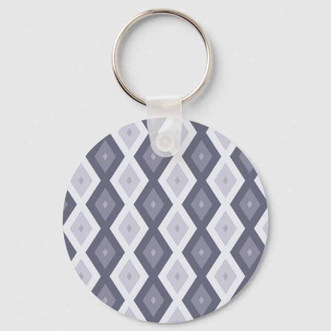 Shades of blue gray diamond pattern key ring (Front)
