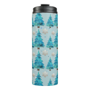 SHADES OF BLUE & GREEN CHRISTMAS TREES THERMAL TUMBLER