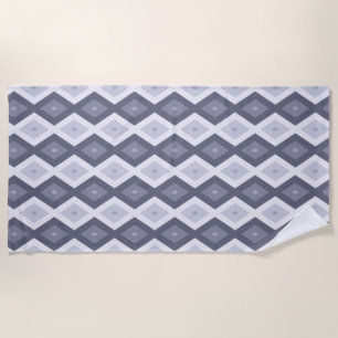 Shades of blue grey diamond pattern beach towel