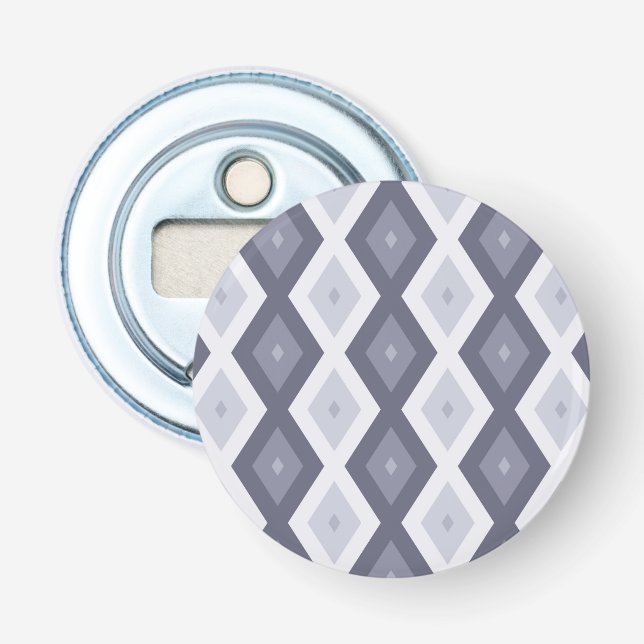 Shades of blue grey diamond pattern bottle opener (Front)