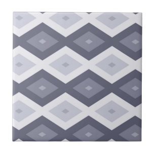 Shades of blue grey diamond pattern ceramic tile