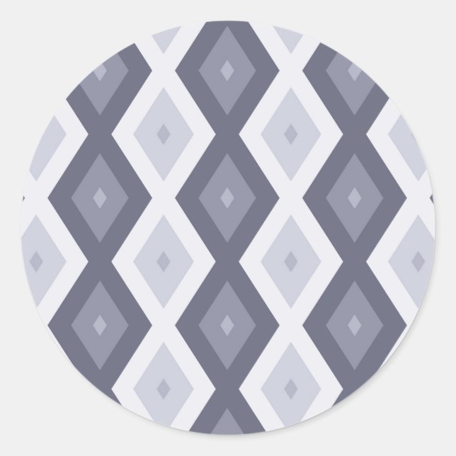 Shades of blue grey diamond pattern classic round sticker (Front)
