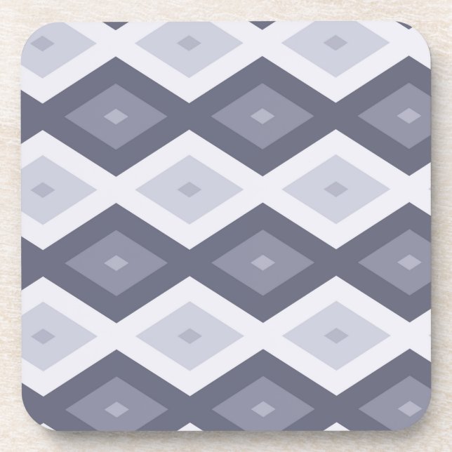 Shades of blue grey diamond pattern coaster (Front)