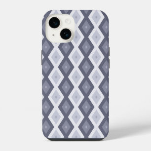 Shades of blue grey diamond pattern iPhone 14 case