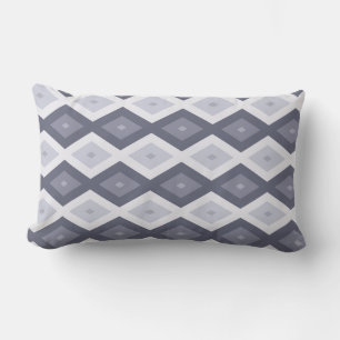 Shades of blue grey diamond pattern lumbar cushion
