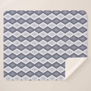 Shades of blue grey diamond pattern sherpa blanket