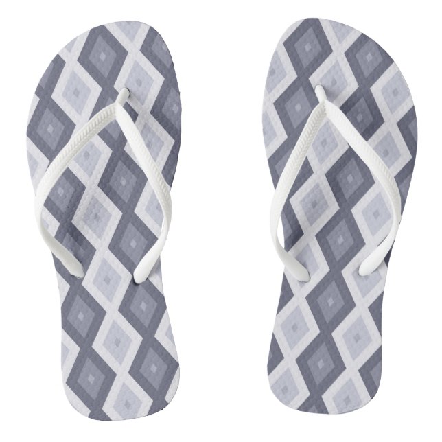 Shades of blue grey diamond pattern thongs (Footbed)