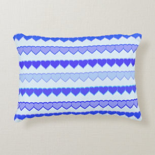 Shades of Blue Heart Rows Decorative Cushion