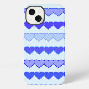 Shades of Blue Heart Rows iPhone Case