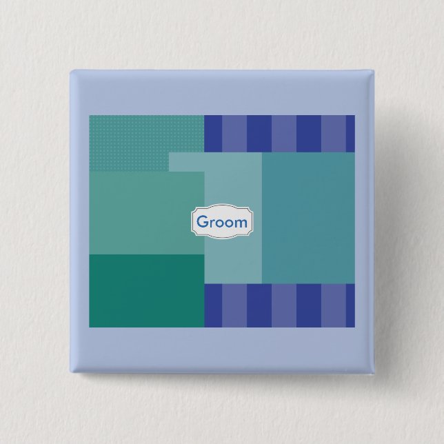 Shades of Blue in squares&rectangles 15 Cm Square Badge (Front)
