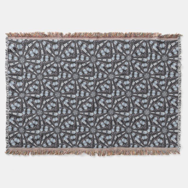 Shades of Blue Kaleidoscope Throw Blanket (Front)
