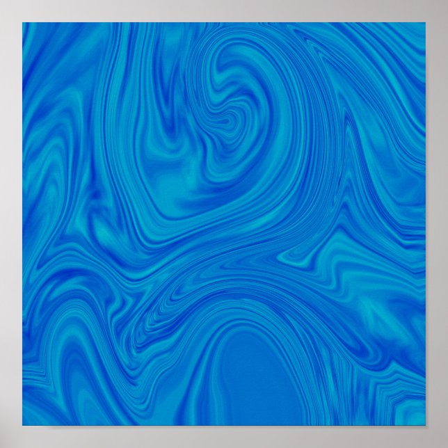 Shades Of  Blue Liquid Art Abstract Poster (Front)
