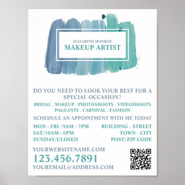 Shades Of Blue, Makeup Artist Advertising Poster (Front)
