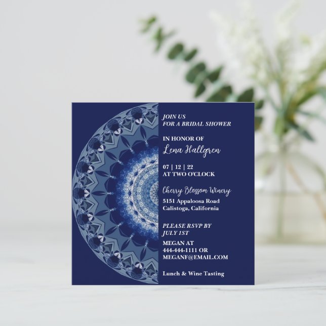 Shades of Blue Mandala Invitation (Standing Front)