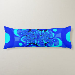 Shades of Blue Modern Abstract Fractal Art Body Cushion
