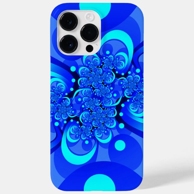 Shades of Blue Modern Abstract Fractal Art Case-Mate iPhone Case (Back)