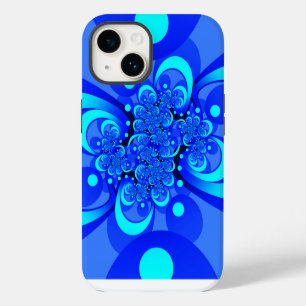 Shades of Blue Modern Abstract Fractal Art Case-Mate iPhone 14 Case