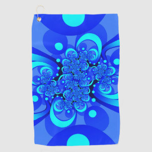 Shades of Blue Modern Abstract Fractal Art Golf Towel