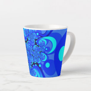 Shades of Blue Modern Abstract Fractal Art Latte Mug