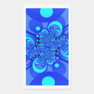 Shades of Blue Modern Abstract Fractal Art Napkin
