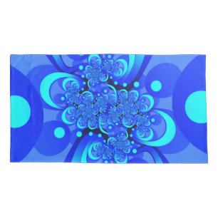 Shades of Blue Modern Abstract Fractal Art Pillowcase