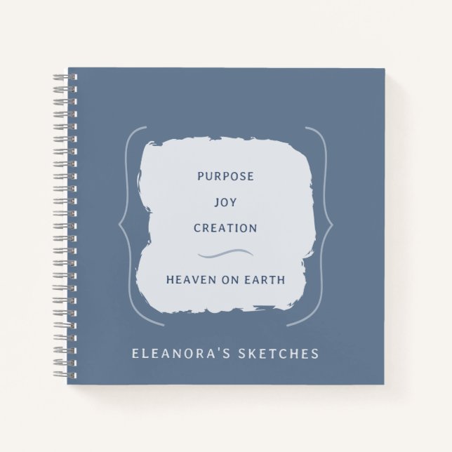Shades of Blue Motivational Quote Sketches Notebook (Front)