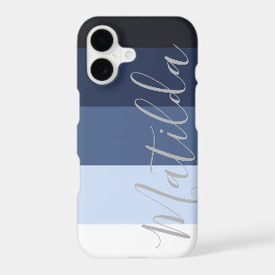 Shades of blue Ombre Stripe Personalised Name