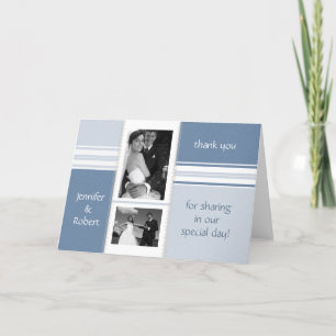 Shades of Blue Photo Wedding Thank You Card