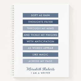Shades of Blue Poem for Writers Personalised Notebook