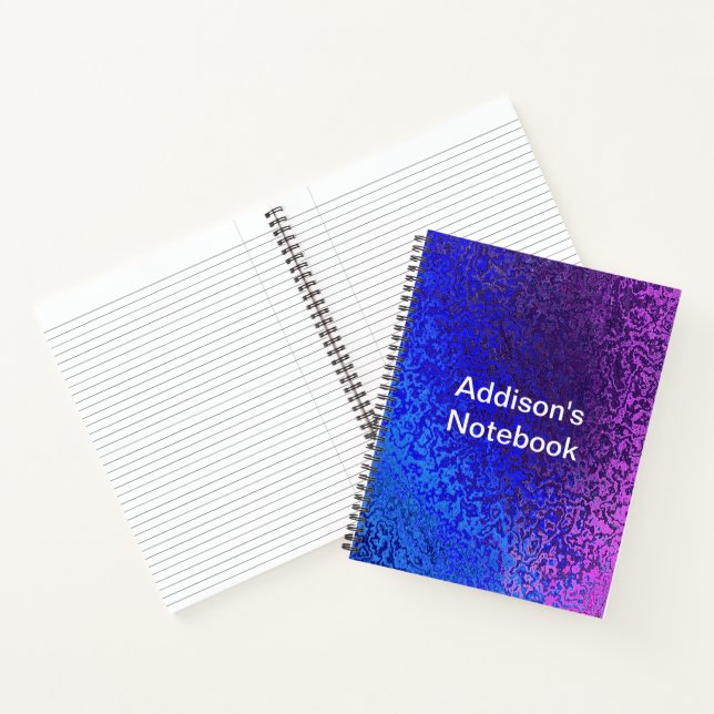 Shades of Blue Purple Shiny Look Pattern Name Notebook (Inside)