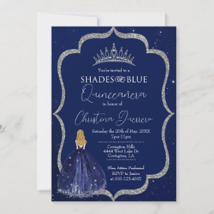 Shades of Blue Quinceañera Birthday Invitation