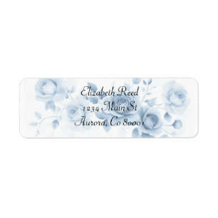 Shades of Blue Roses Vintage Floral Design Return Address Label