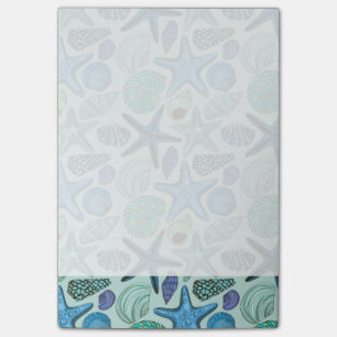 Shades Of Blue Seashells And Starfish Pattern Post-it Notes