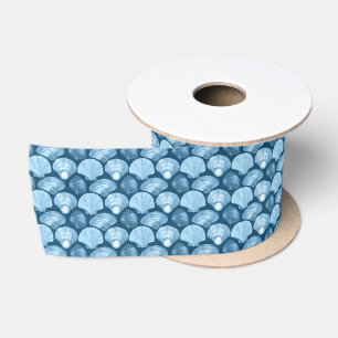 Shades of Blue Seashells – Coastal Beach Nautical  Satin Ribbon