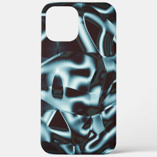 Shades of blue silver on abstract tapes up dark t iPhone 12 pro max case