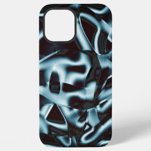 Shades of blue silver on abstract tapes up dark t iPhone 12 pro max case