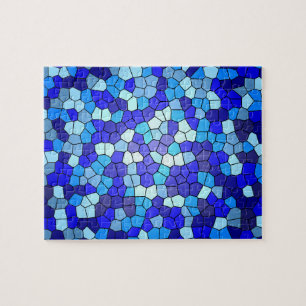 Shades of Blue Stained Glass by Shirley Taylor Jigsaw Puzzle