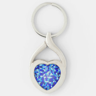 Shades Of Blue Stained Glass by Shirley Taylor Key Ring