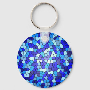 Shades Of Blue Stained Glass by Shirley Taylor Key Ring